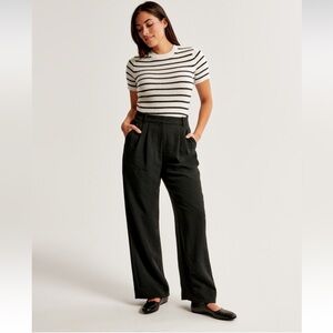 NWT Abercrombie Curve Love Sloane Tailored Crepe Pant - 26 Short, Black